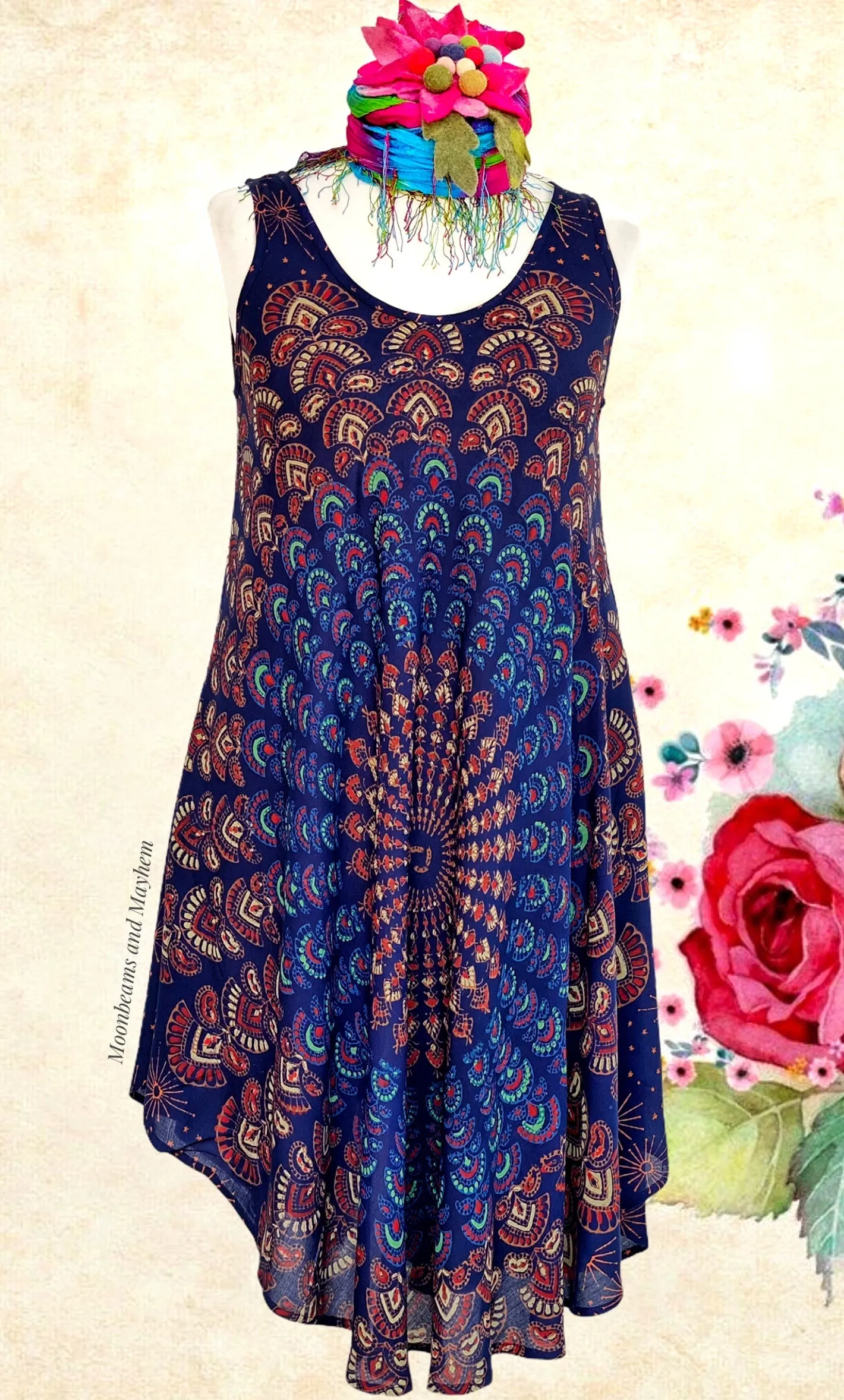 STARSHINE PERSIAN BLUE TUNIC / DRESS SIZE L / XL