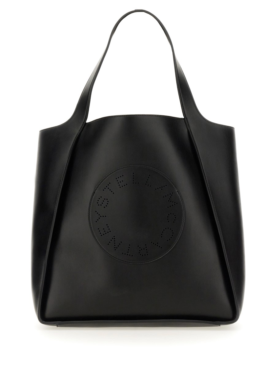 STELLA McCARTNEY    SQUARE TOTE BAG WITH LOGO IN ALTER NAPPA LEATHER