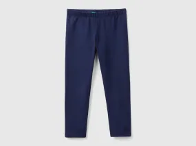 Stretch cotton leggings - Dark Blue | Benetton