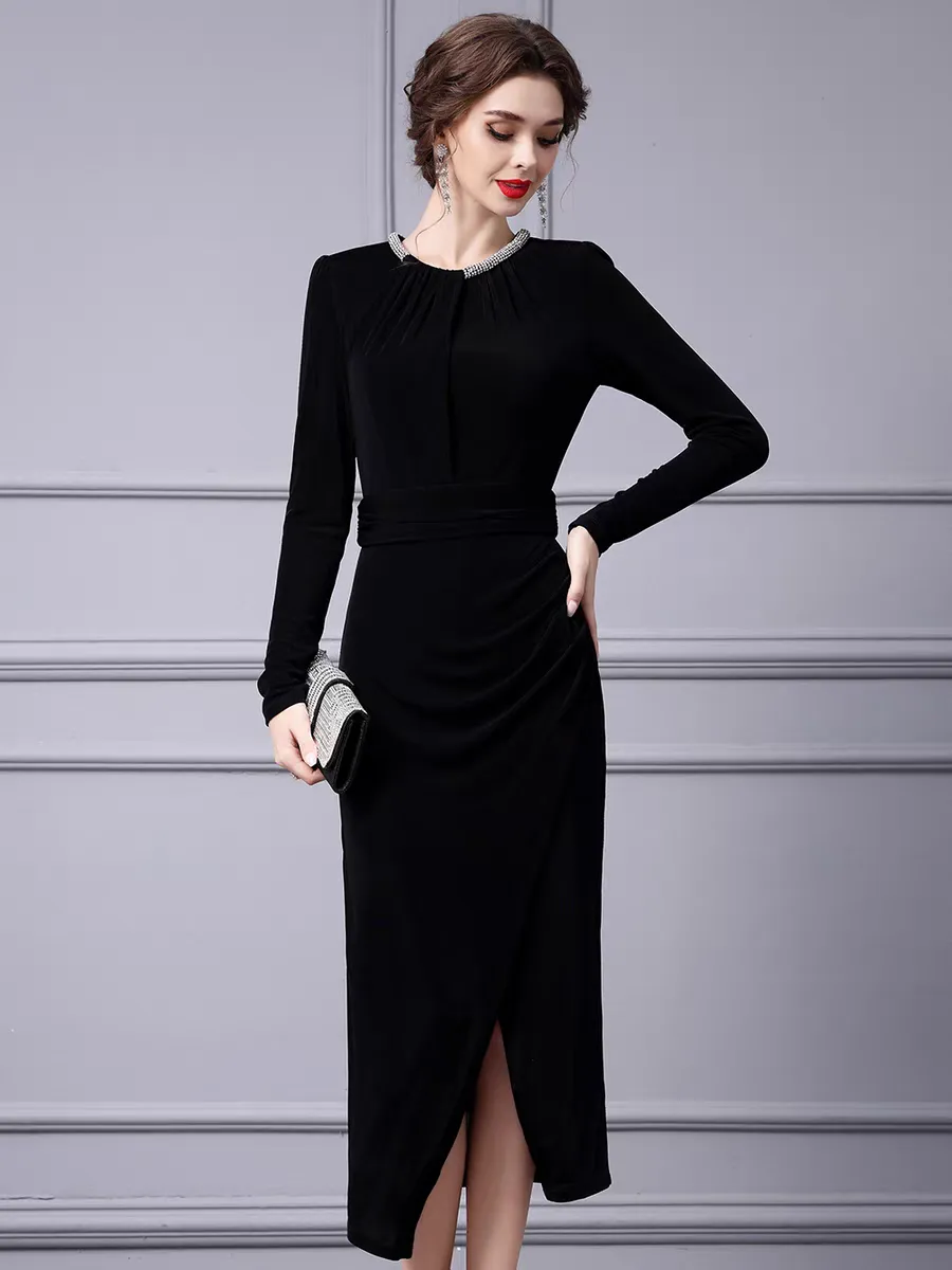 The Florence Long Sleeve Black Dress