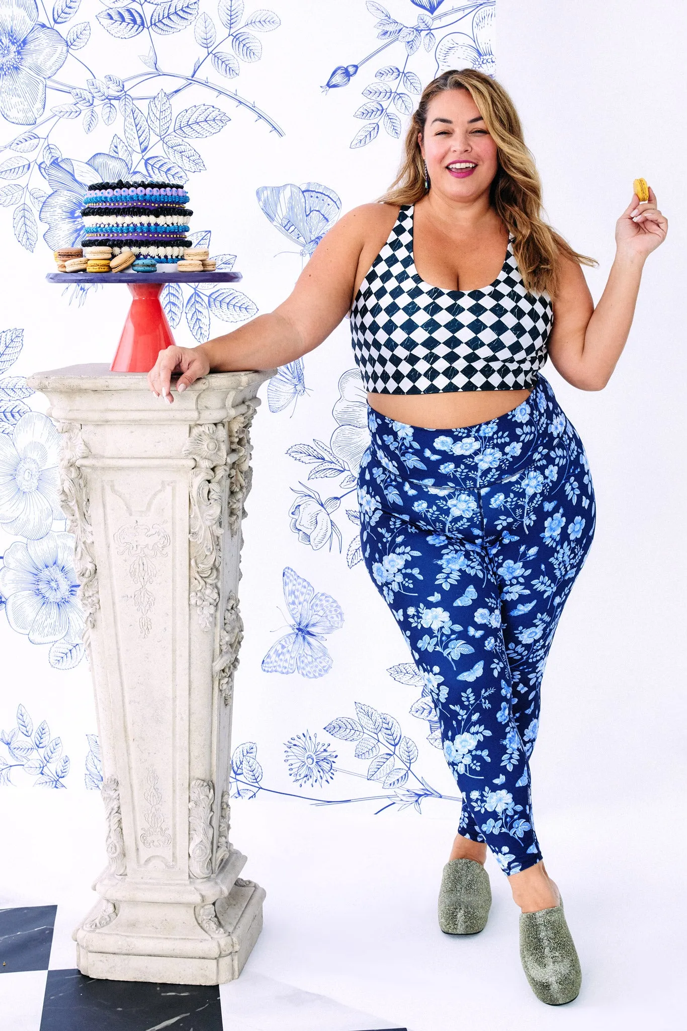 TLC Printed Leggings in Navy Fine China