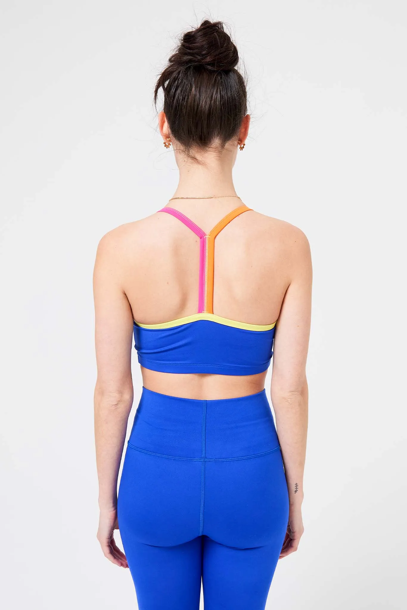 TLC Y-Back Bralette in Electric Blue Colorblock