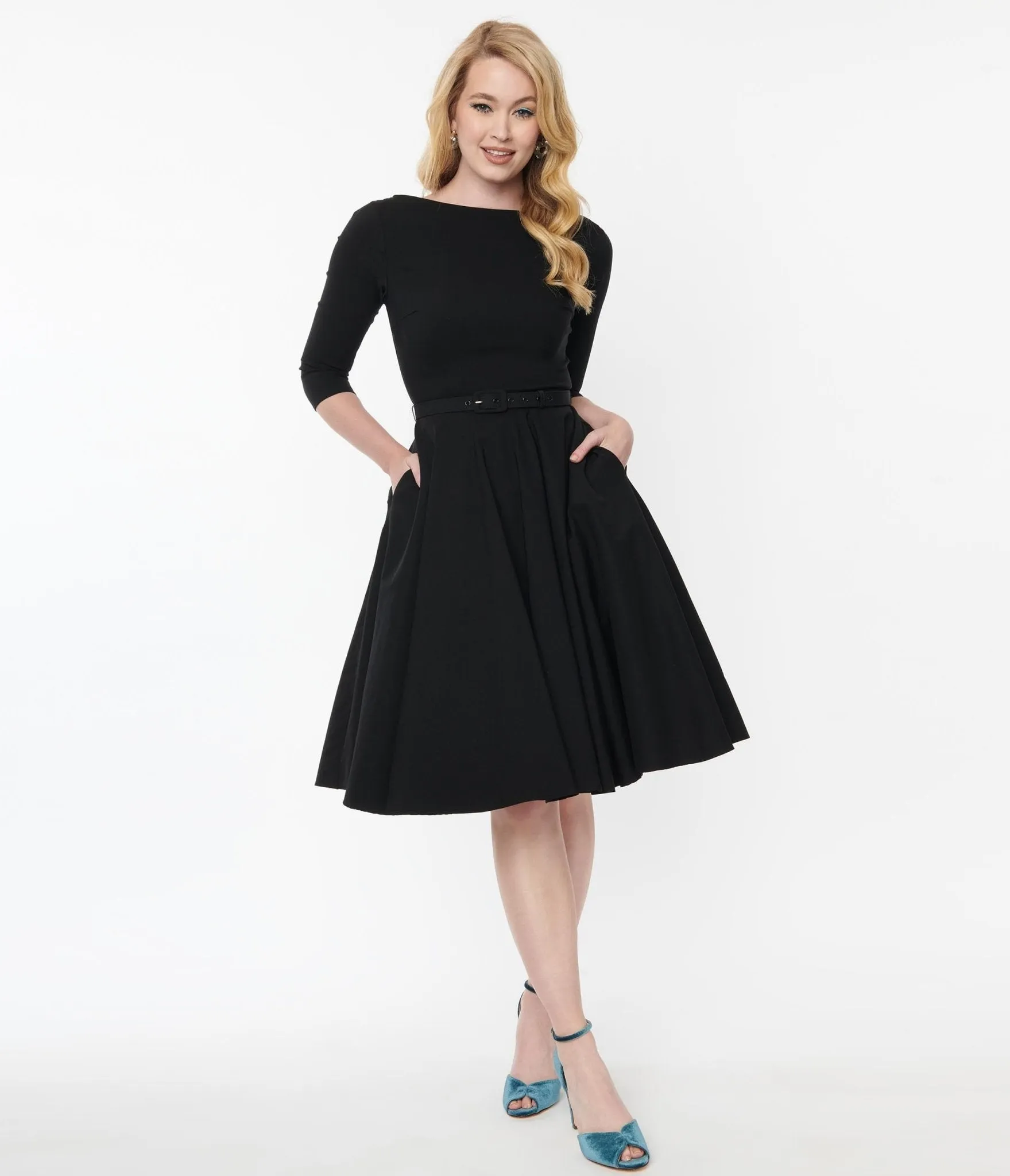 Unique Vintage Black Devon Swing Dress