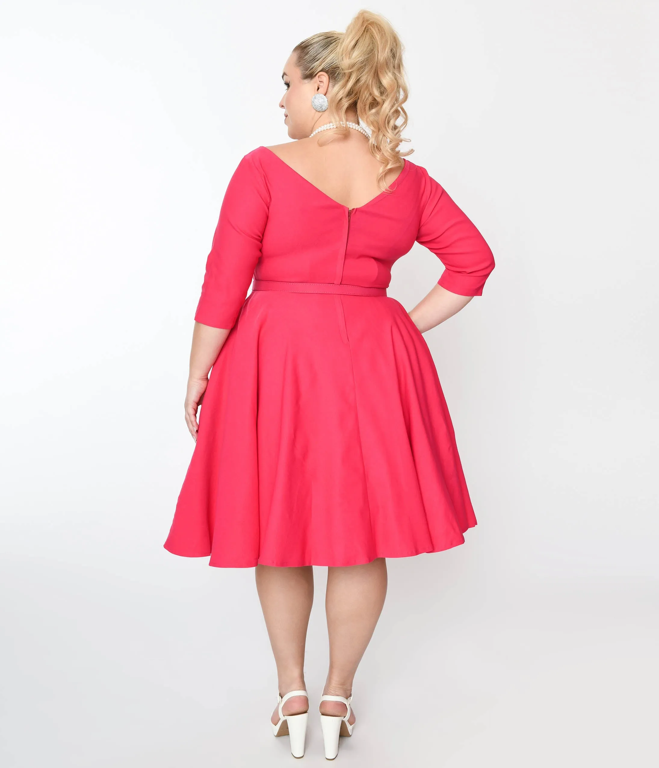 Unique Vintage Plus Size Hot Pink Devon Swing Dress