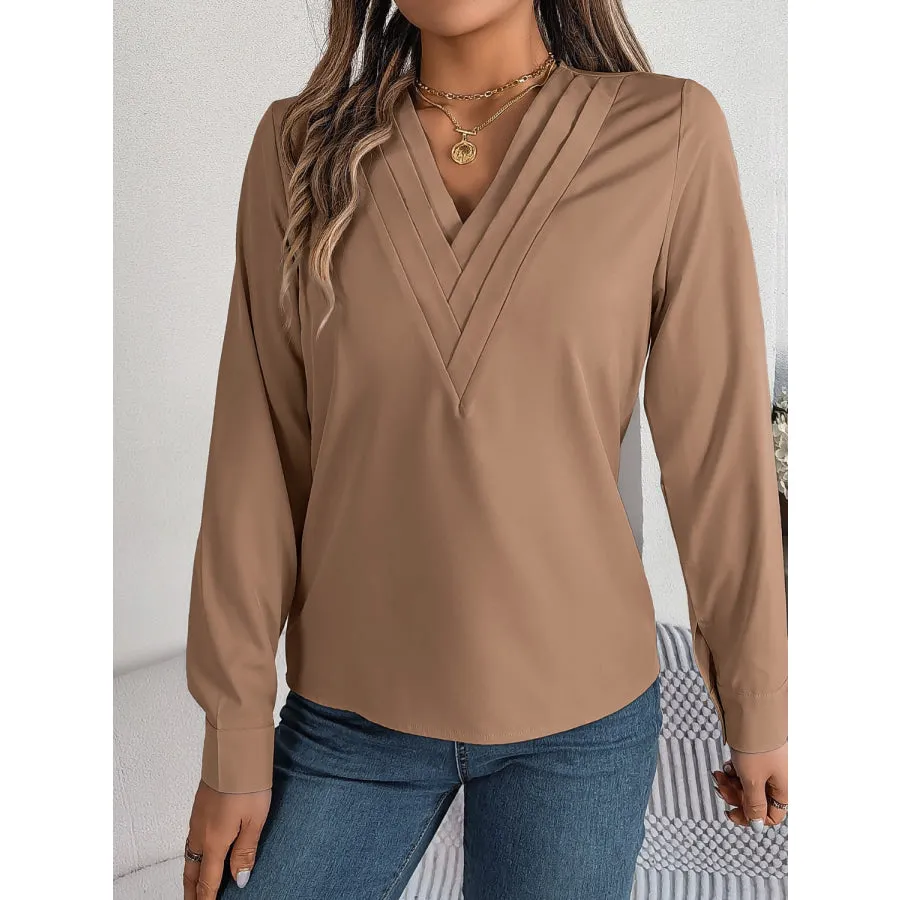 V-Neck Long Sleeve Blouse