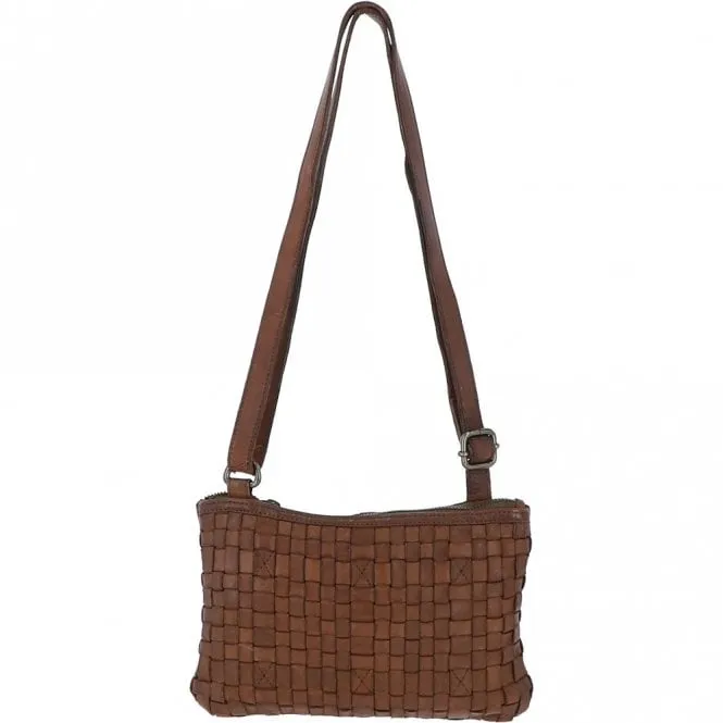 Vintage Woven Classic Leather Crossbody Bag Taupe :  D-70