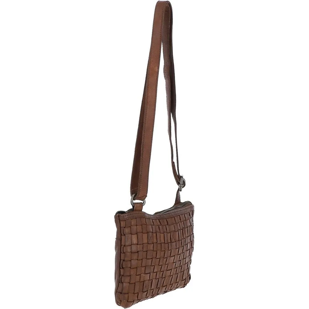 Vintage Woven Classic Leather Crossbody Bag Taupe :  D-70