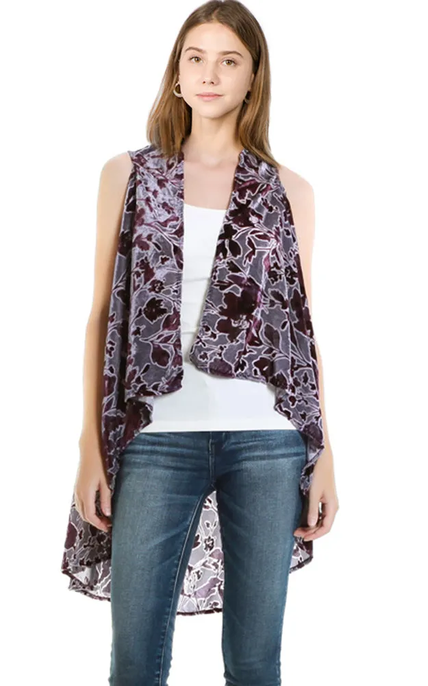 VP8892 Flower Pattern Design Burnout Scarf Vest