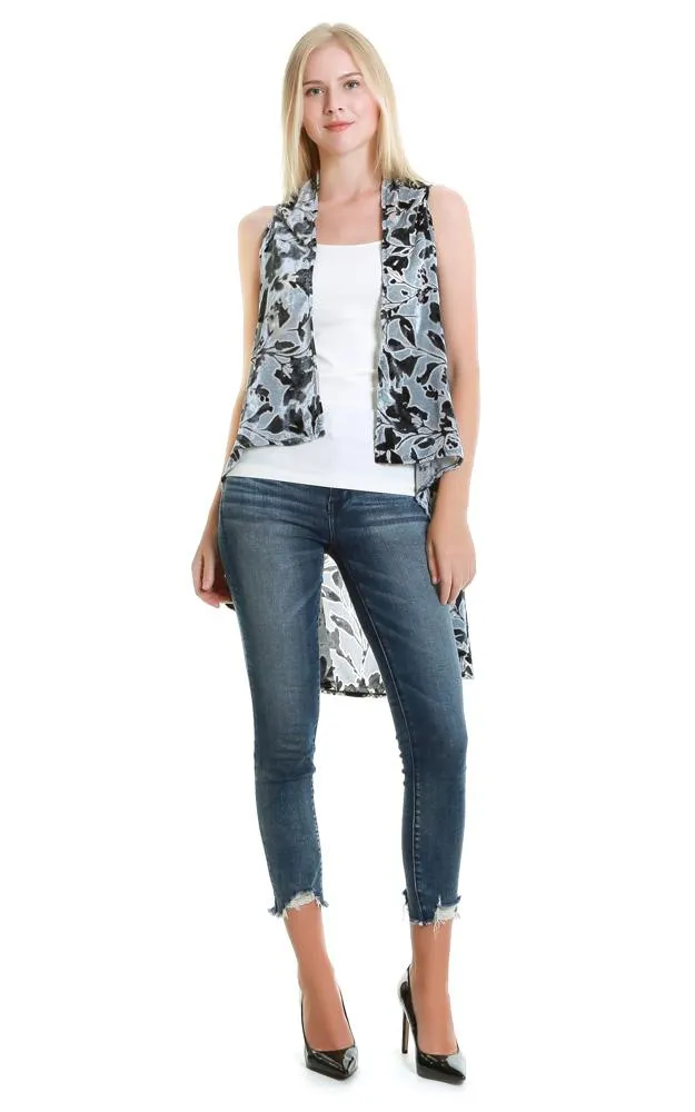 VP8892 Flower Pattern Design Burnout Scarf Vest