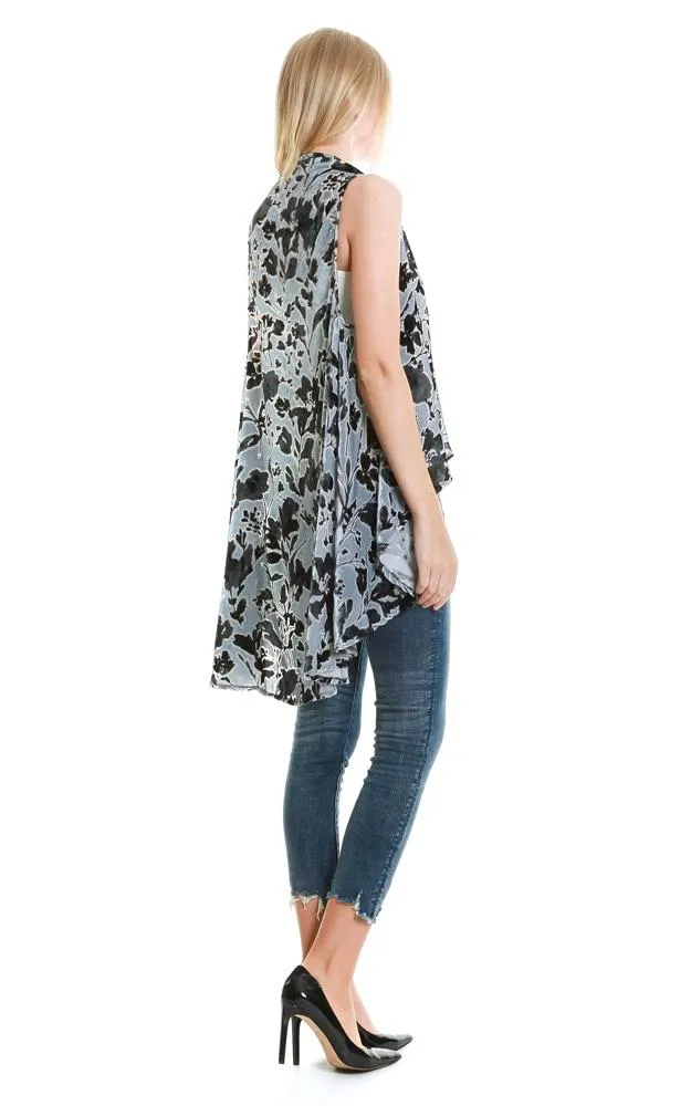 VP8892 Flower Pattern Design Burnout Scarf Vest