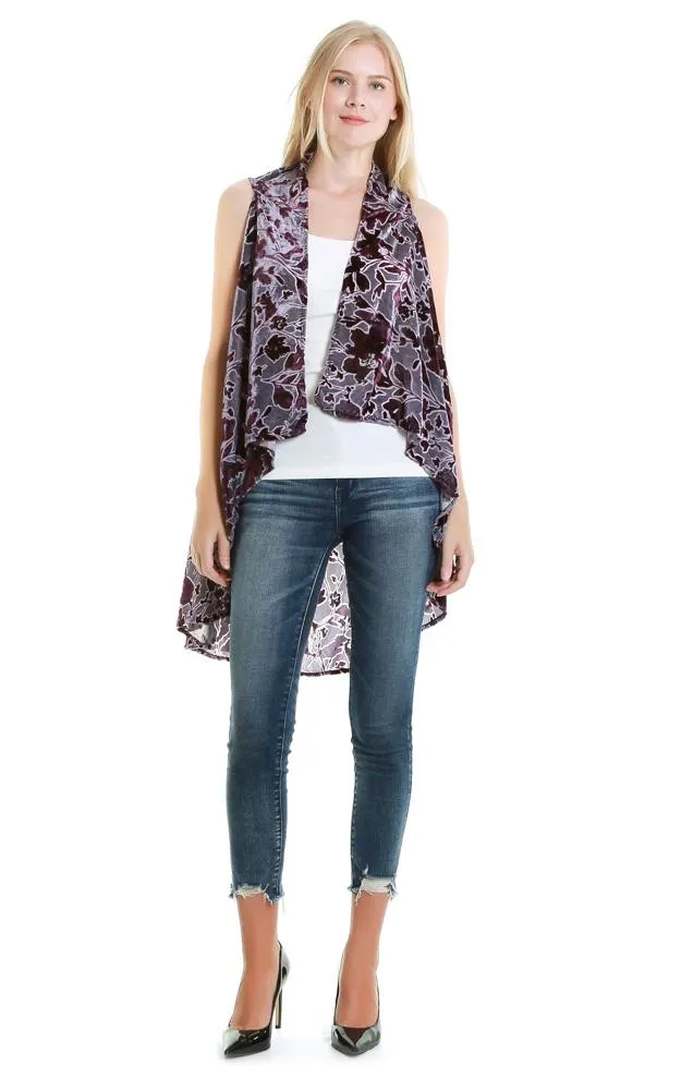 VP8892 Flower Pattern Design Burnout Scarf Vest