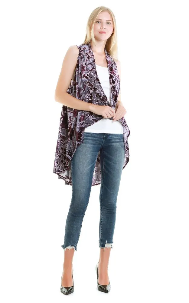 VP8892 Flower Pattern Design Burnout Scarf Vest