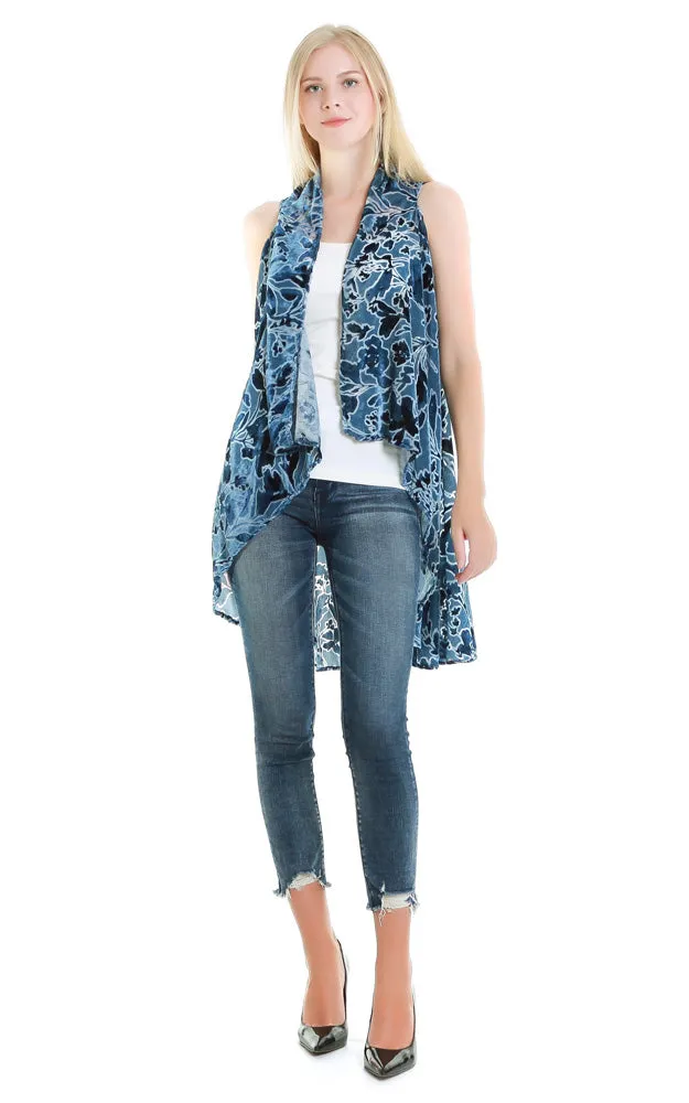 VP8892 Flower Pattern Design Burnout Scarf Vest