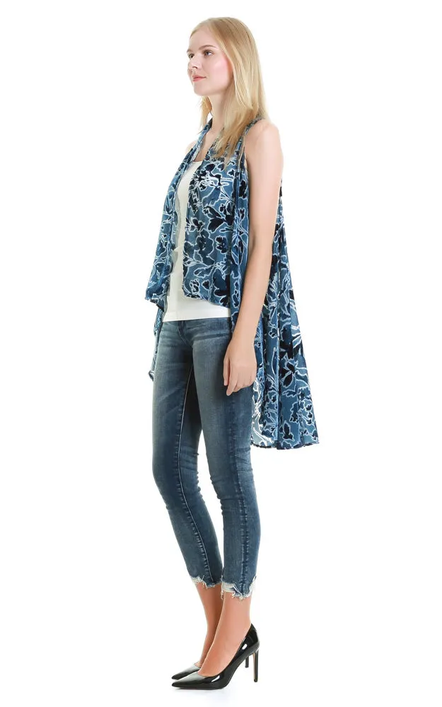 VP8892 Flower Pattern Design Burnout Scarf Vest