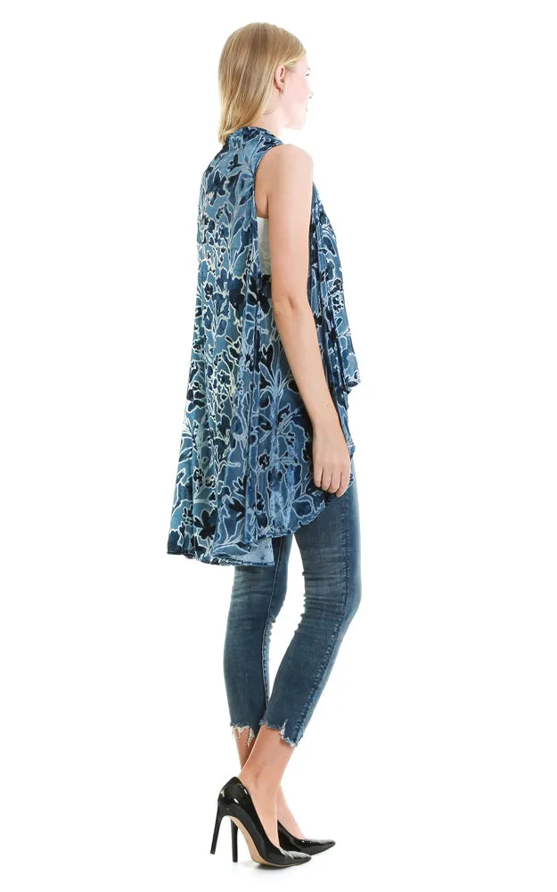 VP8892 Flower Pattern Design Burnout Scarf Vest