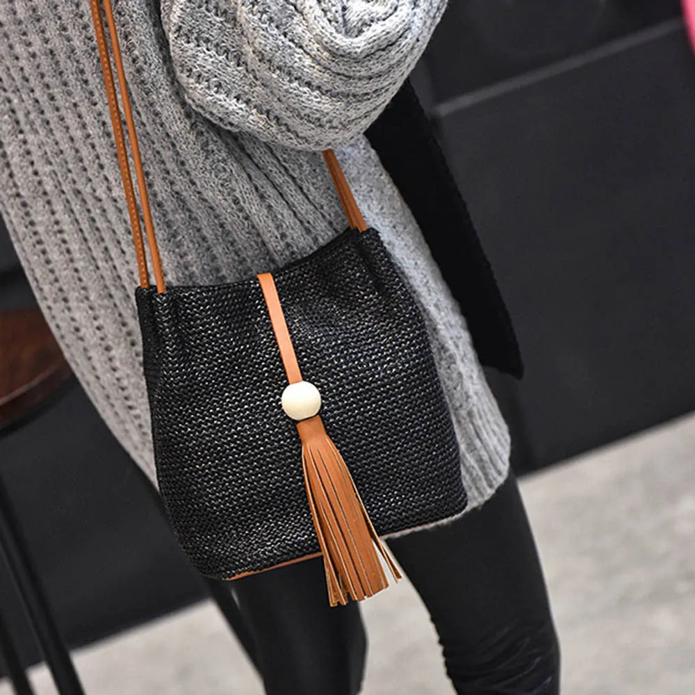 women's hbags Linen Tassel crossbody Shoulder Bag Large Tote Ladies women messenger bags bolsa mujer