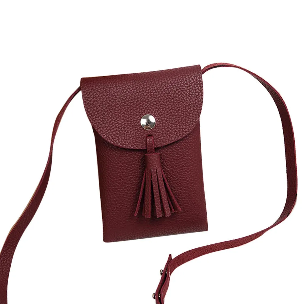 women's hbags Mini Tassel Leather Zero Purse for girls women messenger bags ladies crossbody Shoulder bag