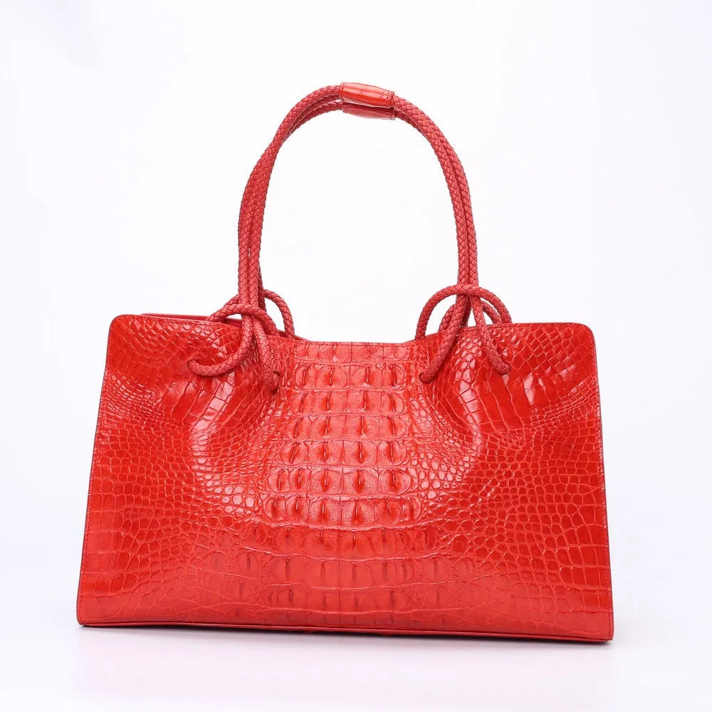 Women's Luxury Crocodile Skin Solid Color Multi-functional Handbag