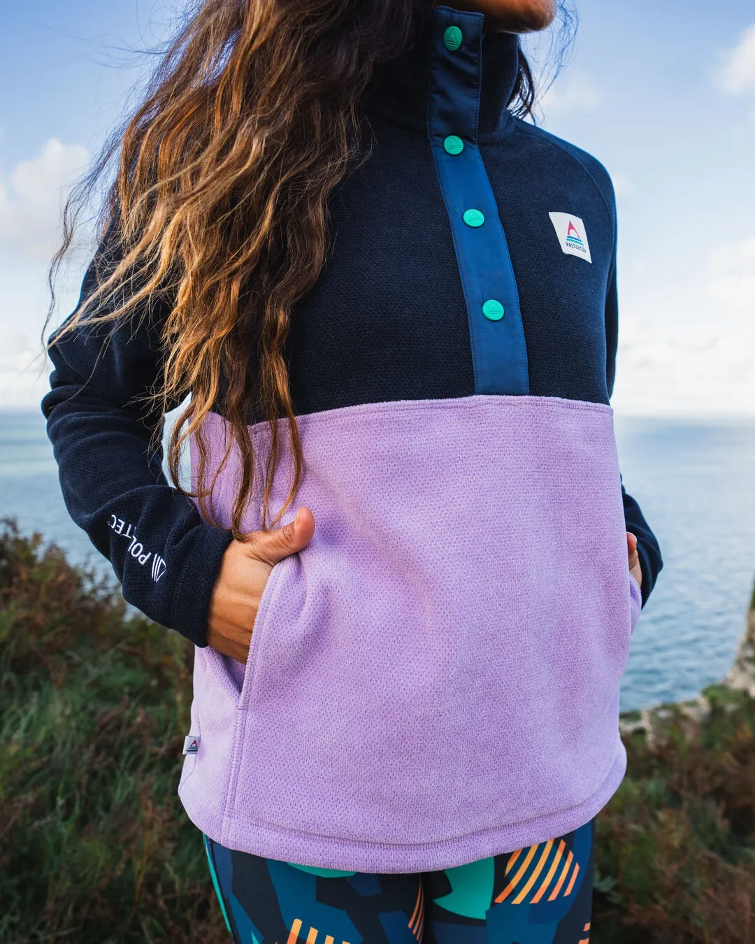 Women's Snowdrop Recycled Polartec Fleece - Lilac/ Deep Navy