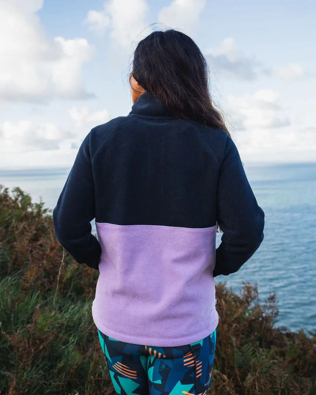 Women's Snowdrop Recycled Polartec Fleece - Lilac/ Deep Navy