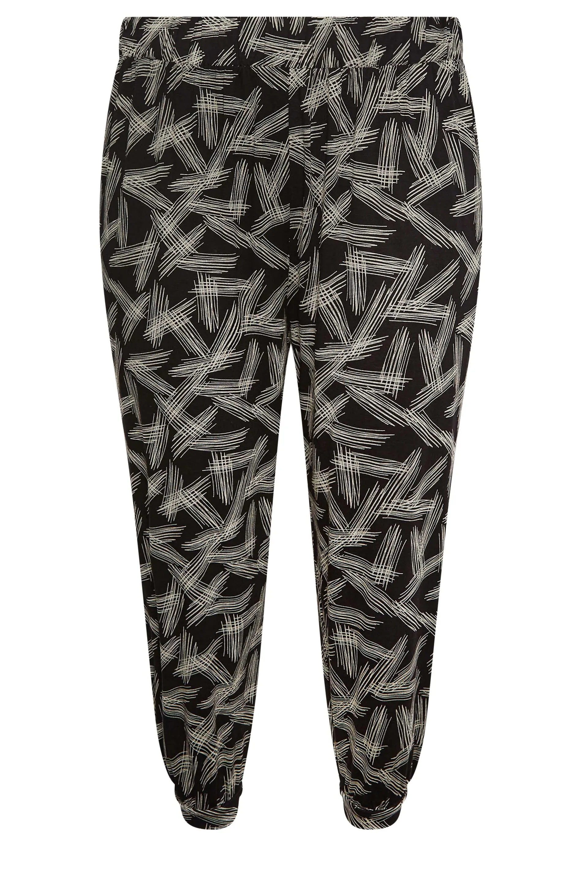 YOURS Curve Black Stripe Print Cropped Harem Joggers