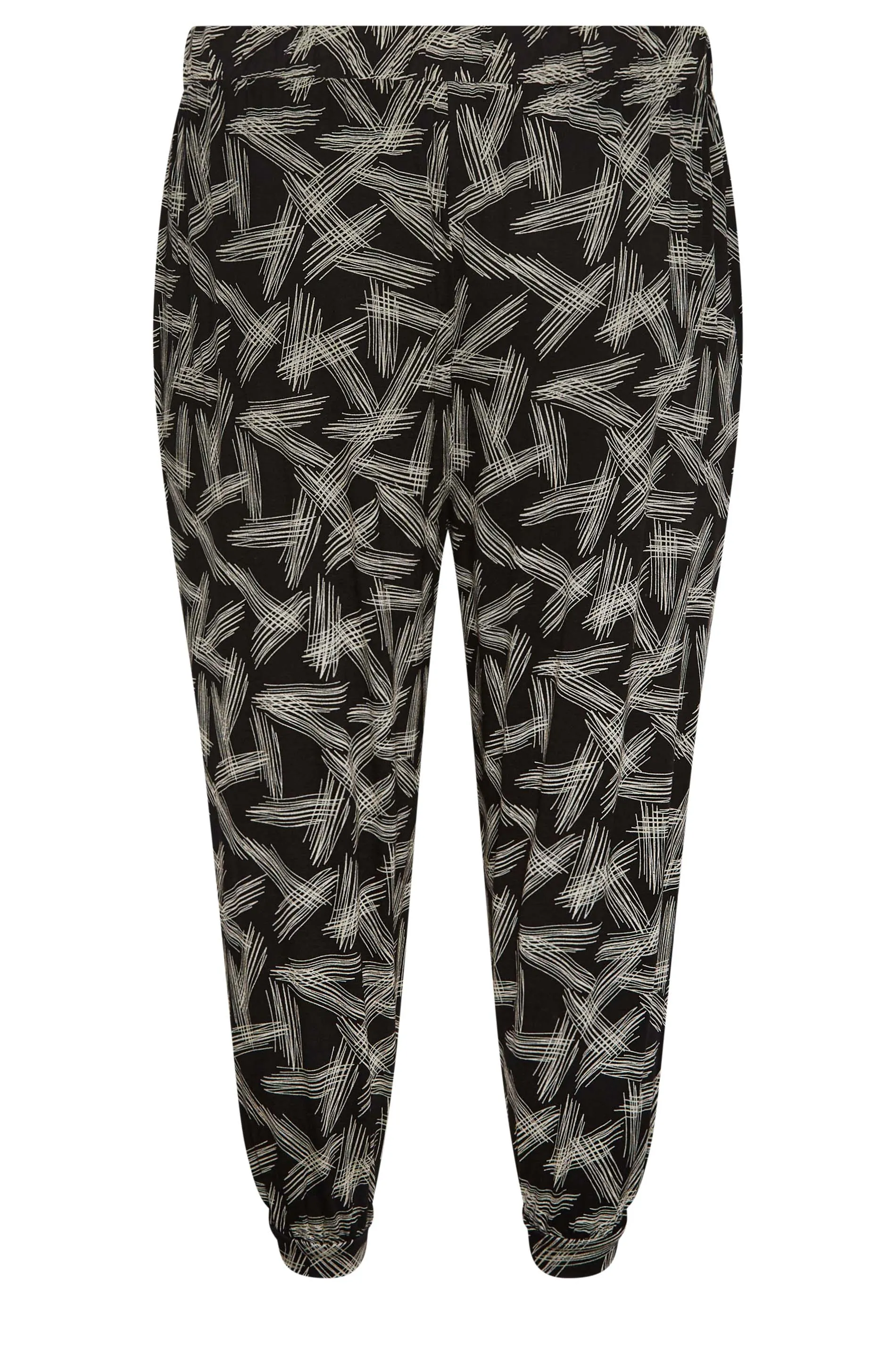 YOURS Curve Black Stripe Print Cropped Harem Joggers