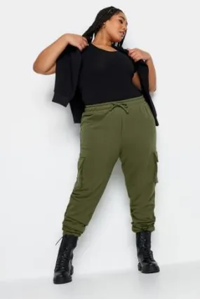 YOURS Curve Khaki Green Cuffed Cargo Joggers