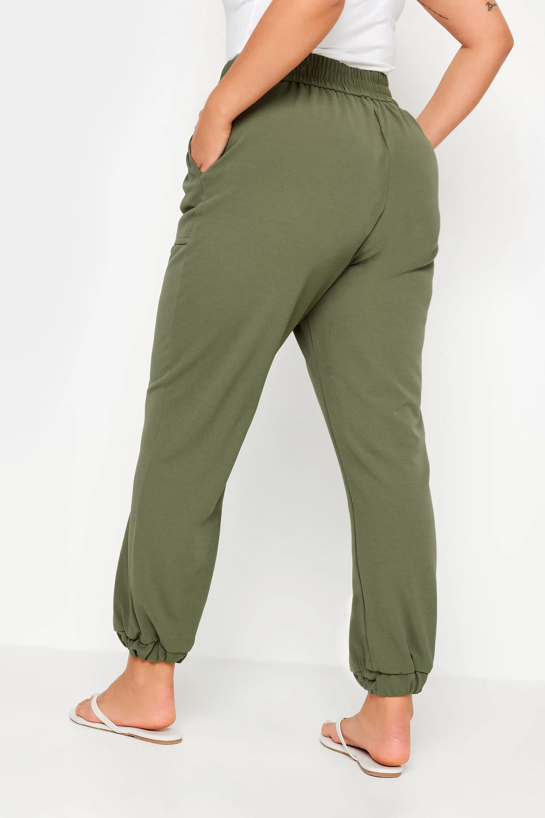 YOURS Curve Khaki Green Scuba Cuffed Cargo Joggers