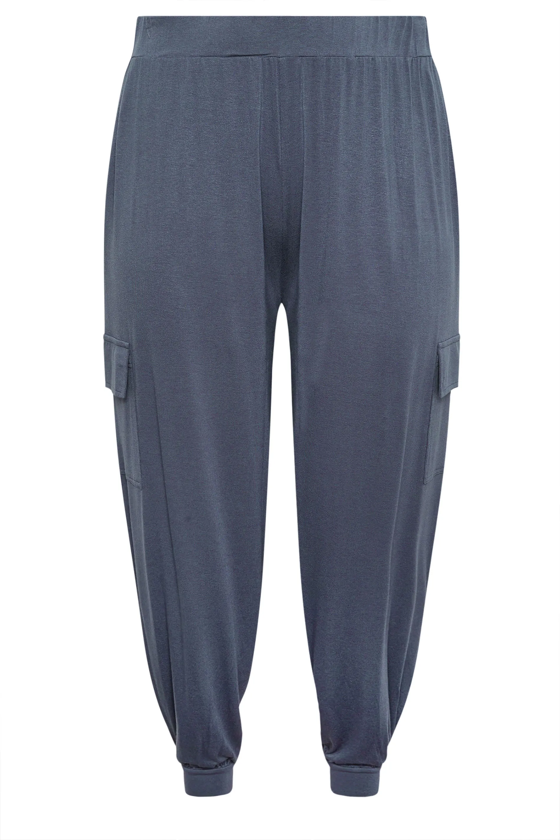 YOURS Curve Steel Grey Cargo Pocket Harem Joggers