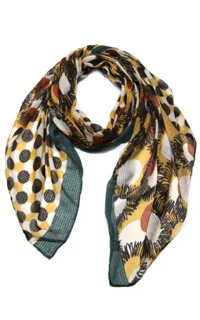 ZF1505 Yellow Flower Pattern Scarf